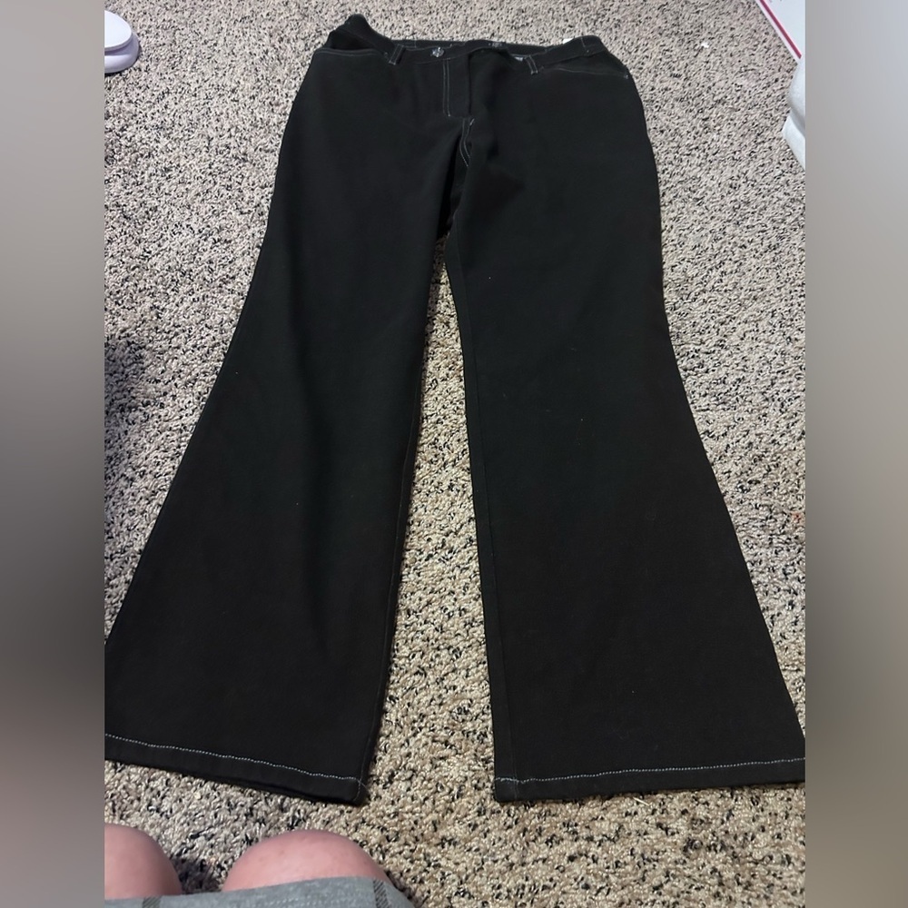50%offw❤️ Bob Mackie Womens Button front Pants Solid Black MP 32x28 hi rise
